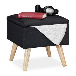 relaxdays Wohnzimmer-Hocker mit Stauraum 10029605_46 schwarz, 1 St.