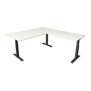 Kerkmann Move 4 elektrisch höhenverstellbarer Schreibtisch weiß rechteckig, T-Fuß-Gestell grau 200,0 x 220,0 cm