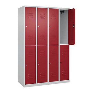 CP Spind Classic Plus lichtgrau, rubinrot 080300-40 S10021, 8 Schließfächer 120,0 x 50,0 x 185,0 cm