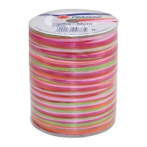PRÄSENT Geschenkband Raffia matt pink/rot/orange/grün 3,0 mm x 50,0 m