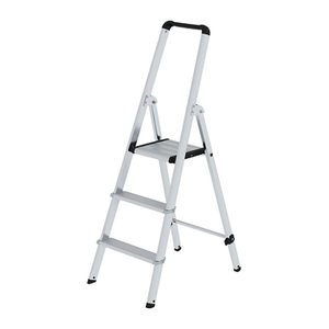 MUNK Stehleiter einseitig 11223 silber 3 Stufen, H: 131,0 cm