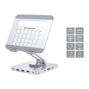 CONCEPTRONIC Tablet Halterung + 8-in-1 Docking silber