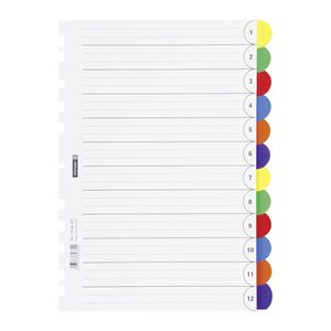 BRUNNEN Ordnerregister OFFICE TO GO DIN A4 Vollformat blanko weiß 12-teilig, 1 Satz