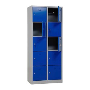 Gürkan Schließfachschrank lichtgrau, enzianblau 106956, 10 Schließfächer 80,0 x 45,0 x 190,0 cm