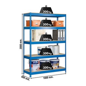 Simonrack Schwerlastregal KIT BRICOFORTE 1006-5 CHIPBOARD 448100040201065 blau 100,0 x 60,0 x 200,0 cm