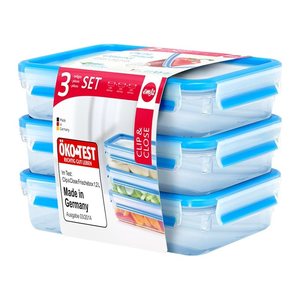 emsa Frischhaltedosen CLIP & CLOSE 5,8 cm hoch transparent 3x 1,2 l, 3 St.