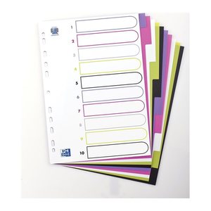 OXFORD Ordnerregister myColour DIN A4 Vollformat blanko lila, pink, weiß, grün, schwarz 10-teilig, 1 Satz
