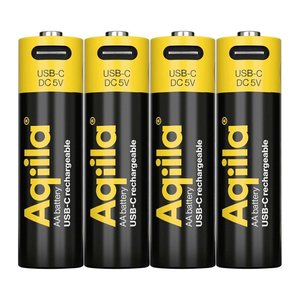 Aqiila® USB-Akkus mit Ladekabel USB-C Li-Ion Mignon AA 2.000 mAh, 4 St.