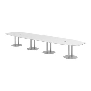 HAMMERBACHER Konferenztisch KT52S weiß Tonnenform, Rundrohr silber, 520,0 x 85,0 - 130,0 x 74,0 cm