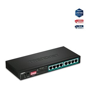 TRENDnet Switch 8-Port Gbit PoE+ long range 200m 65W Metall