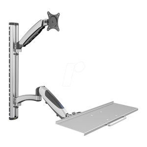 DIGITUS Monitor-Maus-Tastatur-Halterung DA-90354 silber für 1 Monitor, 1 Tastatur, 1 Maus, Wandhalterung