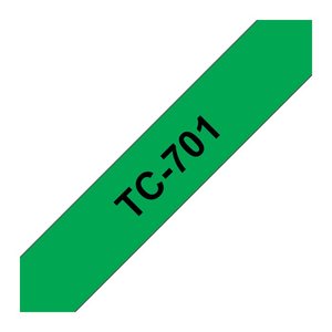 brother Schriftband TC-701 TC701, 12 mm, schwarz auf grün, 1 St.