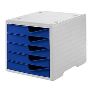 styro Schubladenbox styroswingbox  blau 275-8430.351, DIN A4 mit 5 Schubladen, 1 St.