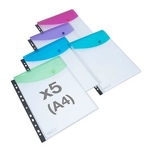 RAPESCO® Dokumententaschen DIN A4 farbsortiert glatt, 5 St.