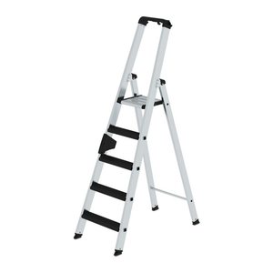 MUNK Stehleiter einseitig 42105 silber 5 Stufen, H: 181,0 cm