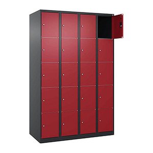 CP Schließfachschrank Classic Plus rubinrot, schwarzgrau 080000-405 S10031, 20 Schließfächer 120,0 x 50,0 x 185,0 cm