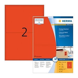 HERMA Etiketten 4567 rot 199,6 x 143,5 mm, 100 Blatt
