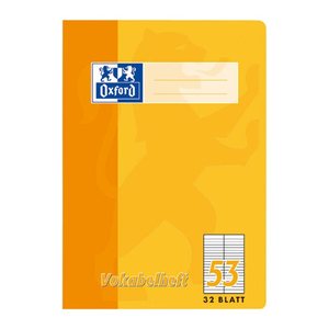 OXFORD Vokabelheft 2-Spalten Lineatur 53 liniert DIN A5 ohne Rand, 32 Blatt, 1 St.