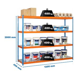 Simonrack Schwerlastregal ECOFORTE 1204-4 457100047201244 orange, blau 120,0 x 45,0 x 200,0 cm