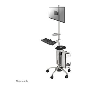 Neomounts höhenverstellbarer PC-Tisch FPMA-MOBILE1800 silber für 1 Monitor, 1 Tastatur, 1 Maus, 1 PC