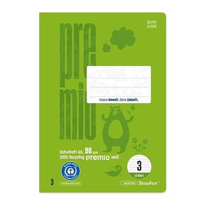 Staufen® Schulheft Premio Lineatur 3 liniert DIN A5 ohne Rand, 16 Blatt, 1 St.