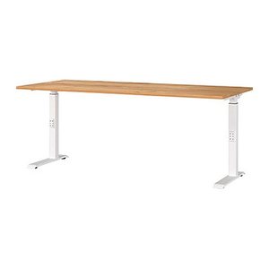 GERMANIA DOWNEY höhenverstellbarer Schreibtisch navarra-eiche rechteckig, C-Fuß-Gestell weiß 180,0 x 80,0 cm