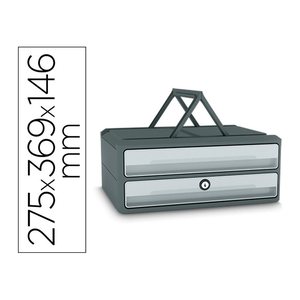 cep Schubladenbox MoovUp mit Schloss  lichtgrau 1091116361, DIN A4 quer mit 2 Schubladen, 1 St.