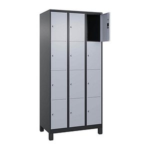 CP Schließfachschrank Classic Plus schwarzgrau, weißaluminium 080010-304 S10044, 12 Schließfächer 90,0 x 50,0 x 195,0 cm