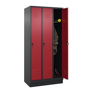 CP Spind Classic PLUS rubinrot, schwarzgrau 080020-30 S10070, 3 Schließfächer 90,0 x 50,0 x 195,0 cm
