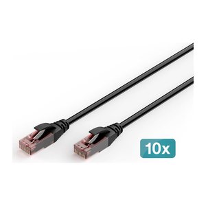 DIGITUS CAT 6 U/UTP Outdoor-Patchkabel, 10 Stück, 1m, schw.