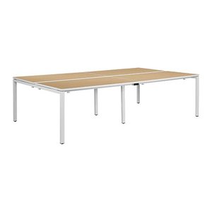 PAPERFLOW easyDesk Doppelschreibtisch buche rechteckig, 4-Fuß-Gestell weiß 240,0 x 166,0 cm