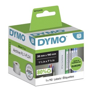 DYMO Etikettenrolle für Etikettendrucker S0722470 weiß, 38,0 x 190,0 mm, 1 x 110 Etiketten
