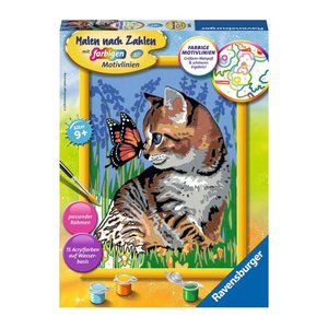Ravensburger Malen-nach-Zahlen Katze mit Schmetterling mehrfarbig