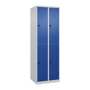 CP Spind Classic Plus lichtgrau, enzianblau 080300-20 S10003, 4 Schließfächer 60,0 x 50,0 x 185,0 cm