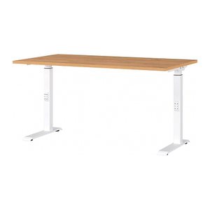 GERMANIA DOWNEY höhenverstellbarer Schreibtisch grandson-eiche rechteckig, C-Fuß-Gestell weiß 140,0 x 80,0 cm