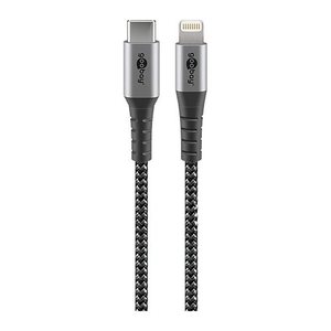 goobay Lightning/USB C Kabel 2,0 m grau, schwarz, 1 St.