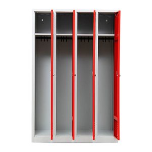 Gürkan Spind lichtgrau, feuerrot 105038, 4 Schließfächer 117,0 x 50,0 x 180,0 cm