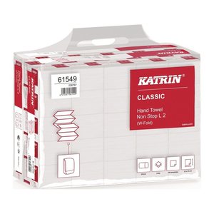 KATRIN Papierhandtücher 61549 Non Stop L2 Interfold-Falzung 2-lagig weiß, 3.000 Tücher