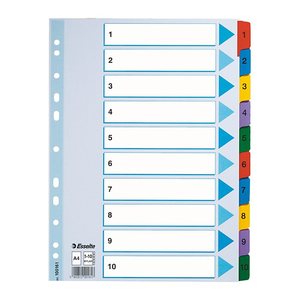 Esselte Ordnerregister DIN A4 Vollformat 1-10 farbig 10-teilig, 1 Satz