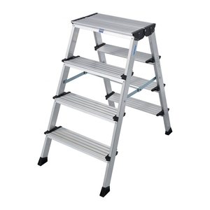 KRAUSE Stehleiter beidseitig MONTO Treppo silber 2x 4 Stufen, H: 97,0 cm