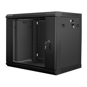 LANBERG 19" 9U 600x450 Wandgehäuse Glastür V2 (FlatPack) sw