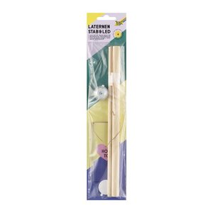 folia Bastelzubehör Laternenstab mit Drahtbügel + 1 LED Licht natur