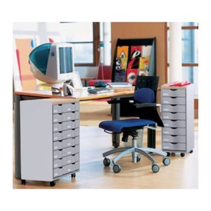 PAPERFLOW Bürowagen grau 28,8 x 35,0 x 74,5, ohne Rollen 69,0 cm