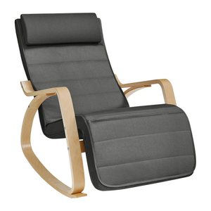 SONGMICS Schaukelstuhl grau braun Stoff 67,0 x 121,5 x 84,0 cm, 1 St.