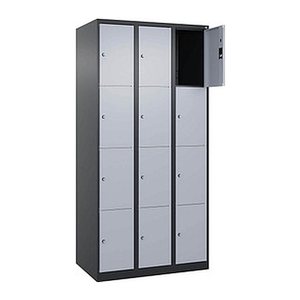 CP Schließfachschrank Classic Plus schwarzgrau, weißaluminium 080000-304 S10033, 12 Schließfächer 90,0 x 50,0 x 185,0 cm