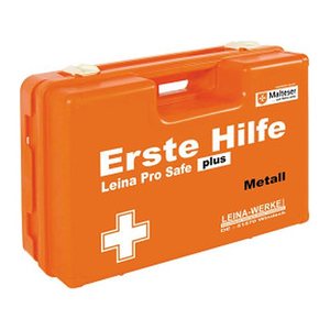 LEINA-WERKE Erste-Hilfe-Koffer Pro Safe plus Metall DIN 13169 + Erweiterung orange