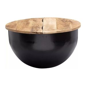 WOHNLING Couchtisch rund Massivholz schwarz 60,0 x 60,0 x 34,0 cm, 1 St.