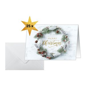SIGEL Weihnachtskarten Christmas wreath DS089 DIN A6, 25 St.
