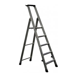 ZARGES Stehleiter einseitig Nova S silber 5 Stufen, H: 203,0 cm