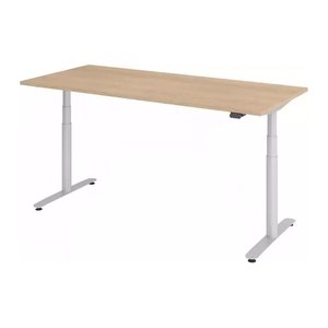 HAMMERBACHER VXDLR19 elektrisch höhenverstellbarer Schreibtisch eiche rechteckig, T-Fuß-Gestell silber 180,0 x 80,0 cm